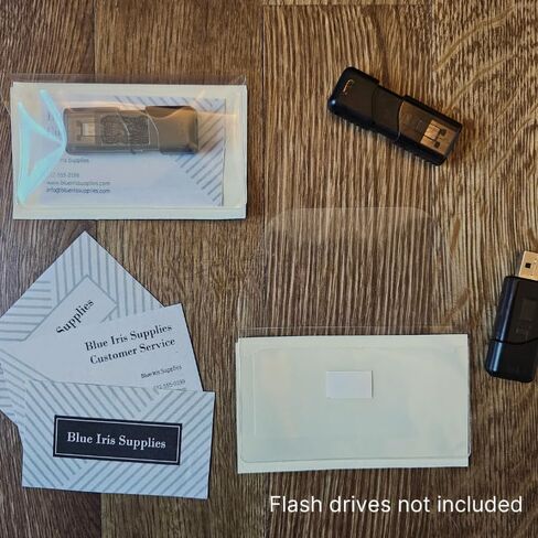 Business Card Pocket - Flash Drive Pocket - Self Adhesive - Open Long - Resealable Flap - BIS10130 (25-Pack), Clear in Saudi Arabia