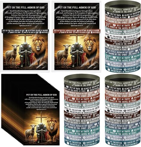 36 Sets Put on the Full Armor of God Gifts Bulk Christian Pastor Bible Verse Wristband Bracelets and Bookmarks Templar Knight Religious Supplies for Bible Study Sunday School in Saudi Arabia