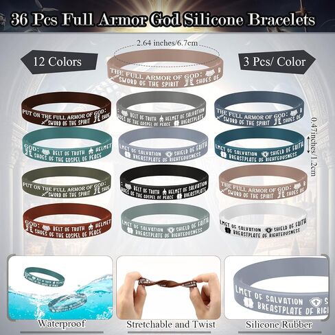36 Sets Put on the Full Armor of God Gifts Bulk Christian Pastor Bible Verse Wristband Bracelets and Bookmarks Templar Knight Religious Supplies for Bible Study Sunday School in Saudi Arabia