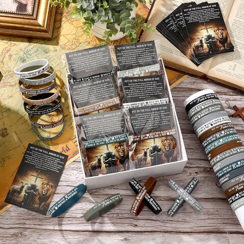 36 Sets Put on the Full Armor of God Gifts Bulk Christian Pastor Bible Verse Wristband Bracelets and Bookmarks Templar Knight Religious Supplies for Bible Study Sunday School in Saudi Arabia