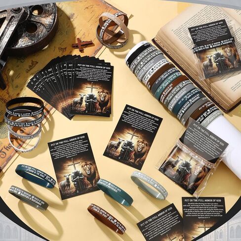 36 Sets Put on the Full Armor of God Gifts Bulk Christian Pastor Bible Verse Wristband Bracelets and Bookmarks Templar Knight Religious Supplies for Bible Study Sunday School in Saudi Arabia