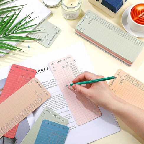 60 Pcs 2026 Reading Log Bookmark 3 x 7.9 Inch Reading List Bookmark Book Lovers Gifts Macaron Color Library Book Tracker Notecards for Teachers Students School Library Accessories in Saudi Arabia