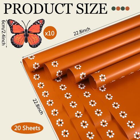 Fullhawl 20 Sheet Mexican Flower Wrapping Paper with 10 Monarch Butterfly De Barro Bouquet Wrap Day of The Dead Mexican Floral Gift Wrapping Paper for Wedding Birthday in Saudi Arabia
