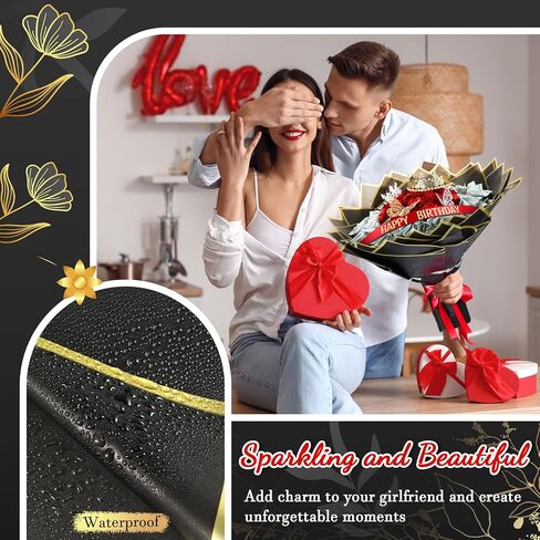 Maysing عيد الشكر أموال باقة كيت 12 PCS بريق الورود 20 ورقة ورقة التفاف ورقة DIY زهرة زهرة الكتل الأزهار ملصق لعيد عيد ميلاد التخرج يوم الأم (الوردي) in Kuwait