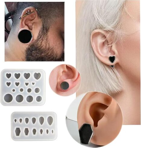 2 طقم العفن Picessilicone - القلب/الدائرة/التابوت/دمعة أدوات المجوهرات راتنجات الراتنجات لتلقيح التراغوس/اللولب ، قالب زخرفة الفنون والحرف اليدوية ، قوالب راتنج الايبوكسي القابلة لإعادة الاستخدام in Kuwait