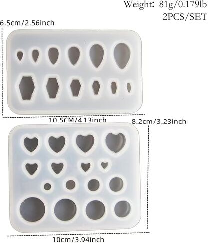 2 طقم العفن Picessilicone - القلب/الدائرة/التابوت/دمعة أدوات المجوهرات راتنجات الراتنجات لتلقيح التراغوس/اللولب ، قالب زخرفة الفنون والحرف اليدوية ، قوالب راتنج الايبوكسي القابلة لإعادة الاستخدام in Kuwait