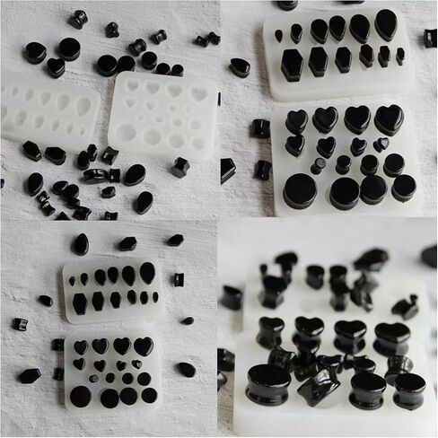 2 طقم العفن Picessilicone - القلب/الدائرة/التابوت/دمعة أدوات المجوهرات راتنجات الراتنجات لتلقيح التراغوس/اللولب ، قالب زخرفة الفنون والحرف اليدوية ، قوالب راتنج الايبوكسي القابلة لإعادة الاستخدام in Kuwait