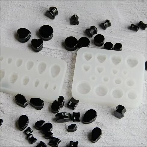 2 طقم العفن Picessilicone - القلب/الدائرة/التابوت/دمعة أدوات المجوهرات راتنجات الراتنجات لتلقيح التراغوس/اللولب ، قالب زخرفة الفنون والحرف اليدوية ، قوالب راتنج الايبوكسي القابلة لإعادة الاستخدام in Kuwait