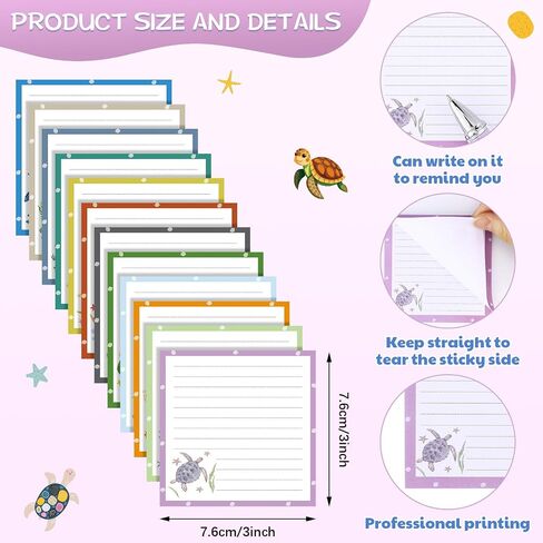 24 Pcs Turtle Ballpoint Pens and Sticky Notes Set Cute Turtle Themed Pens Memo Pads Sea Turtles Gift for School Office Supplies Coworkers Women Staff Employee Gifts in Saudi Arabia