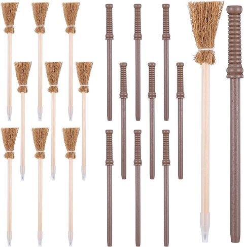 10 Pcs Wand Pencils and 10 Pcs Broom Ppens Bulk Witch Broom Pencils for Halloween Theme Parties, Wizard Theme Birthday Parties, Role-Playing Activities in Saudi Arabia