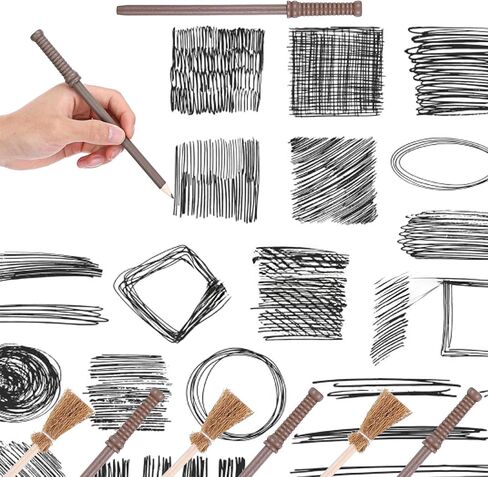 10 Pcs Wand Pencils and 10 Pcs Broom Ppens Bulk Witch Broom Pencils for Halloween Theme Parties, Wizard Theme Birthday Parties, Role-Playing Activities in Saudi Arabia