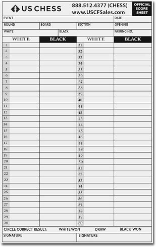 أوراق نقاط الشطرنج في اتحاد الشطرنج الأمريكي - حزمة من 100 ورقة in Kuwait