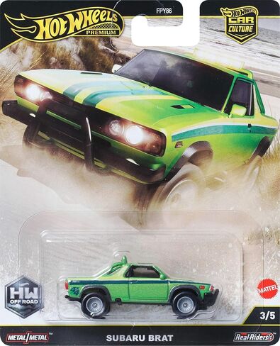 Hot Wheels Premium Car Cult Carnible Toy Car ، 1:64 Scale Die-Cast Subaru B.R.A.T. ، Off Road Motent مع إطارات Real Riders in Saudi Arabia