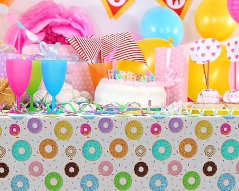 Oudain 6 Pack Plastic Donut Tablecloth 54 x 108 Inch Donut Theme Tablecovers Birthday Party Decorations Disposable Party Supplies for Theme Birthday Parties Baby Showers(Classic Color) in Saudi Arabia