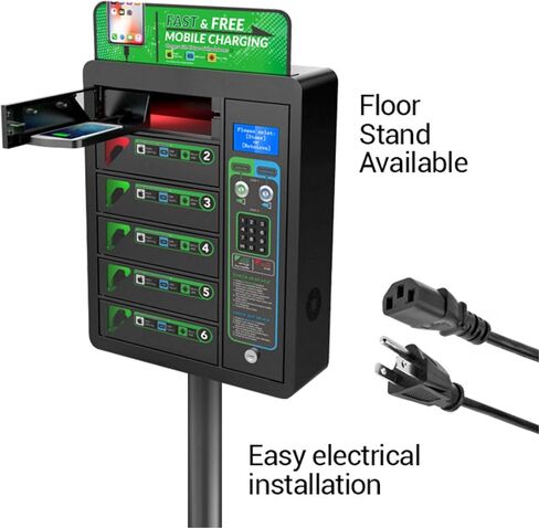 خزانة محطة شحن الهاتف الخليوي الآمنة ، محطة شحن PIN DIGITAL LOCKING BAYS USB ، إعداد سهلة - مثبتة على الحائط أو مكانة على الأرض ، جميع كابلات الشحن من النوع (UNY -LOCKER) in Kuwait