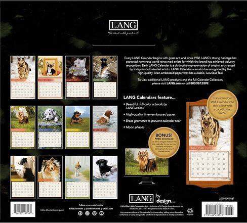 شركات Lang ، Love of Dogs 2026 Wall Calendar بواسطة John Silver ، 13.4 '× 12' '، تقويم لمدة 12 شهر in Saudi Arabia