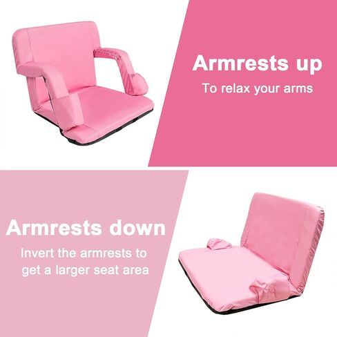 Stadium Seats for Bleachers with Back Support and Thick Padded Cushion,24" Extra Wide Portable Reclining Folding Chair with Optional Arms, 4 Pockets and Shoulder Straps,Big Size,Burgundy in Kuwait