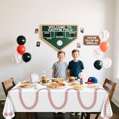 Softball Table Cloth, 4 Pcs 51 x 86 in Disposable Plastic Tablecloths for Softball Party Decorations Sports Party Supplies in Kuwait