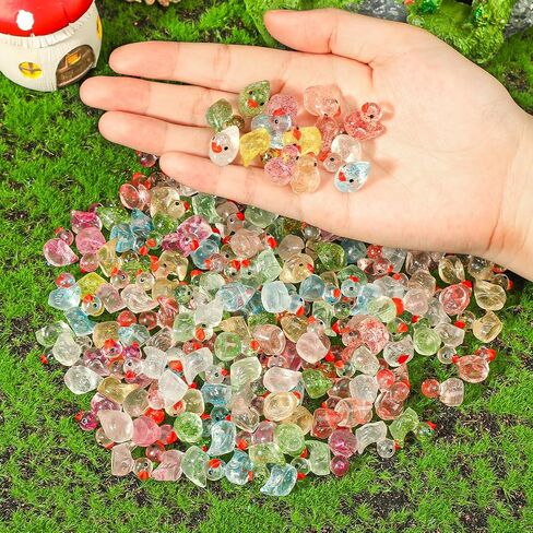 200 Pcs Mini Glitter Ducks Colorful Tiny Resin Ducks Miniature Ducks for Garden Aquarium Potted Dollhouse Micro Landscape Decoration DIY Crafts Party Favors Small Animal Figures in Saudi Arabia
