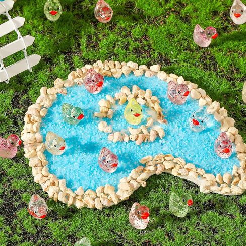 200 Pcs Mini Glitter Ducks Colorful Tiny Resin Ducks Miniature Ducks for Garden Aquarium Potted Dollhouse Micro Landscape Decoration DIY Crafts Party Favors Small Animal Figures in Saudi Arabia