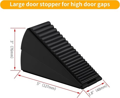 Strongest Adjustable Spring Loaded Large Door Stopper - Heavy Duty Tall Door Stop Wedge for Bottom of Doors, Up to 3 Inches, Stainless Steel (Silver, 1 Pack) in Saudi Arabia