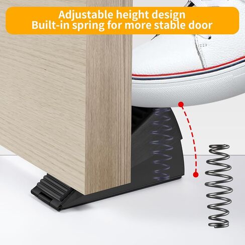 Strongest Adjustable Spring Loaded Large Door Stopper - Heavy Duty Tall Door Stop Wedge for Bottom of Doors, Up to 3 Inches, Stainless Steel (Silver, 1 Pack) in Saudi Arabia