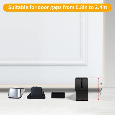 Strongest Adjustable Spring Loaded Large Door Stopper - Heavy Duty Tall Door Stop Wedge for Bottom of Doors, Up to 3 Inches, Stainless Steel (Silver, 1 Pack) in Saudi Arabia
