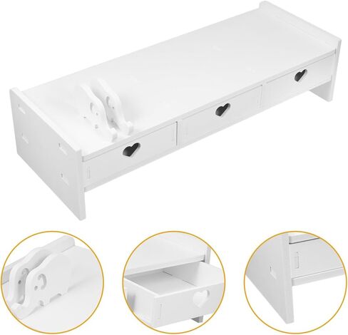 Keyboard Storage Rack - Monitor Riser with Drawers for Office Desk Accessories Desktop Organizer for Keyboard and Office Supplies White in Saudi Arabia