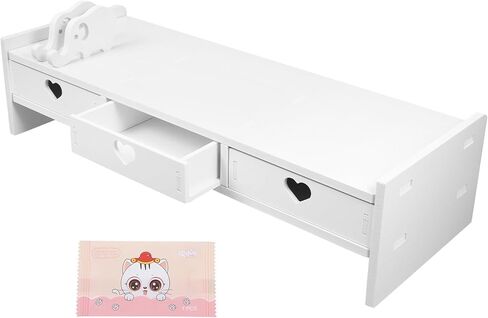Keyboard Storage Rack - Monitor Riser with Drawers for Office Desk Accessories Desktop Organizer for Keyboard and Office Supplies White in Saudi Arabia