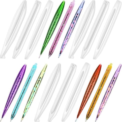 9 Pieces Pen Shape Resin Molds Epoxy Casting Molds Ballpoint Pen Silicone Molds Cylinder Epoxy Mold for DIY Pen Candle Crafts Making Tool, 3 Styles in Saudi Arabia