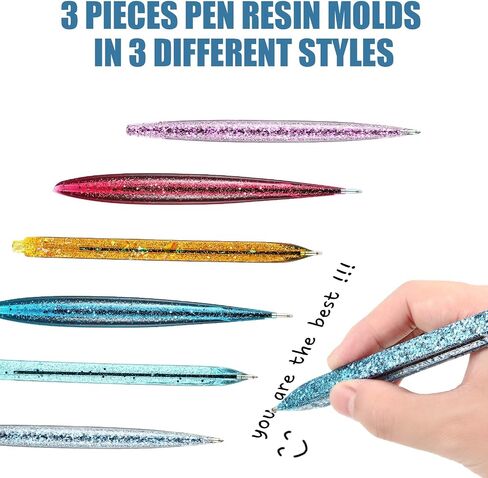 9 Pieces Pen Shape Resin Molds Epoxy Casting Molds Ballpoint Pen Silicone Molds Cylinder Epoxy Mold for DIY Pen Candle Crafts Making Tool, 3 Styles in Saudi Arabia