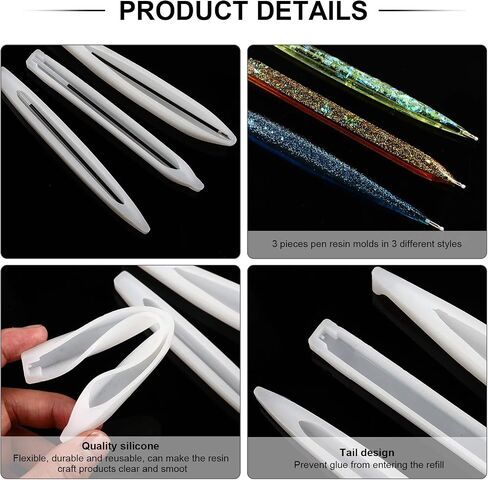 9 Pieces Pen Shape Resin Molds Epoxy Casting Molds Ballpoint Pen Silicone Molds Cylinder Epoxy Mold for DIY Pen Candle Crafts Making Tool, 3 Styles in Saudi Arabia