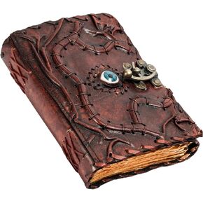 Hocus Pocus Book of Spelss - Leather Spell Book of Shadows with Lock | مجلة الساحرة للكتابة | ديكور الهالوين ، الدعامة المخصصة ، هدايا عصبية ، ديكور المشبك عتيقة ديكور ، هدايا الساحرة للرجال والنساء (7x5 بوصة ، بني) in Kuwait