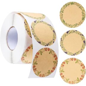 500PCS Canning Label Stickers for Jars and Lids,2Inch Round Jars Labels for Mason Jar,Wreath Designs Kraft Sticker Labels for Food Containers Candle Pantry Spice Lids Bottle Labels (White1) in Kuwait
