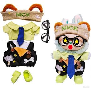 Fit Labubu Outfit Set 1 و 2 & 3 - STAR and BONE PRINAL SELS مع ربطة عنق وملاب دمية عصرية لهواة الجمع ومحبي الألعاب (الأزرق) in Kuwait