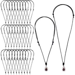 AHANDMAKER 30Pcs 3 Styles Necklace Cord Rope, Black Waxed Polyester Cords Adjustable Double Knotted Choker with Clasp Rope Chain for Hanging Pendants Women Men, 14-26inch in Saudi Arabia