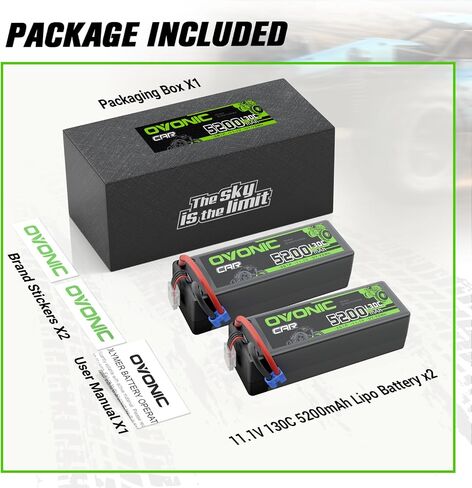 OVONIC 3S LiPo Battery 5200mAh 11.1V 130C RC Battery Hard Case with EC3 Connector in Saudi Arabia