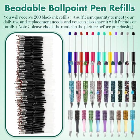 crtiin 200 pcs beadable beadable beads bulk 1mm medied tip tilects crite bead pen 2.44 inc/6.2cm clable collable chlacable for diy make make school school upplies (black) in Saudi Arabia