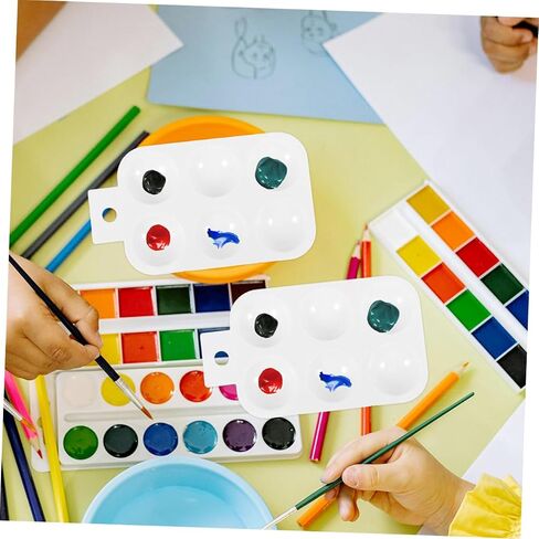 10Pcs Rectangular Plastic Paint Palette Watercolor Mixing Tray for Lightweight and Portable Crafting Tool for DIY Art Painting and Creative Projects in Saudi Arabia