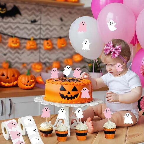 1200 PCS Halloween Ghost Stickers Roll Cute Boo Ghost Sticker White Pink Ghosts Labels ملصقات ملصقات ملصقات مقاومة للذات in Saudi Arabia