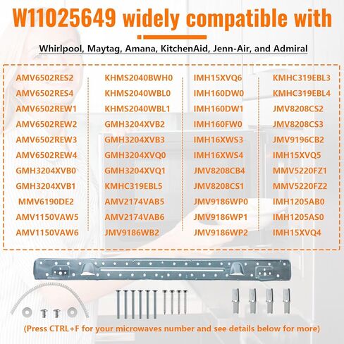 استبدال لوحة تركيب الميكروويف W11025649 لدوامة المطبخ المعونة Amana Maytag دعامة تثبيت الميكروويف تحل محل 4545957 AP6245752 PS12074431 W10440498 in Saudi Arabia