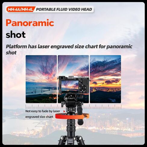 رأس سائل فيديو Fotopro، رأس حامل ثلاثي القوائم قابل للإمالة مع لوحة QR للتصوير الأفقي الرأسي، أقصى تحميل 11 رطل 5 كجم لكاميرات الفيديو DSLR in Kuwait