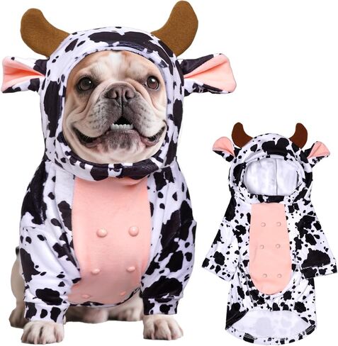 Dog Cow Costume Funny Pet Halloween Costumes Animal Cow Hoodie for Halloween Dog Cat,L in Saudi Arabia
