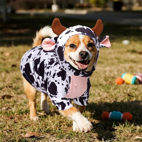 Dog Cow Costume Funny Pet Halloween Costumes Animal Cow Hoodie for Halloween Dog Cat,L in Saudi Arabia