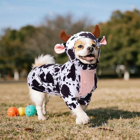 Dog Cow Costume Funny Pet Halloween Costumes Animal Cow Hoodie for Halloween Dog Cat,L in Saudi Arabia