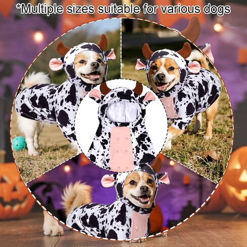Dog Cow Costume Funny Pet Halloween Costumes Animal Cow Hoodie for Halloween Dog Cat,L in Saudi Arabia