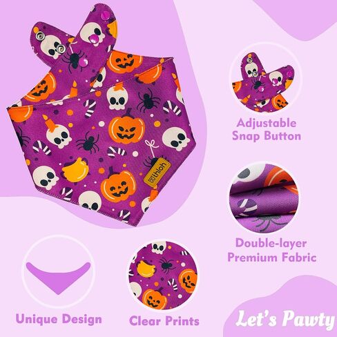 Bandanas الكلاب الهالوين مع زر Snap ، 2 حزمة Pumpkin & Ghost Pet وشاح للبنين والفتاة ، نسيج متين متميز ، نوبة قابلة للتعديل ، باندانا عصبية للكلاب الصغيرة (صغيرة) in Kuwait