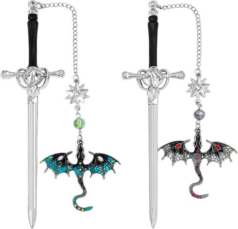 Fantasy Fount Wing Dragon Sword Longmarks - علامات صفحات Fourth Wing Fans Cool Porklarks for Men Fantasy Dragon Gifts للقراء الذكور كهدايا أعياد الميلاد (مجموعة Dragon Bookmark 1) in Kuwait
