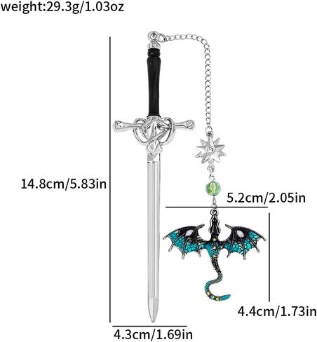 Fantasy Fount Wing Dragon Sword Longmarks - علامات صفحات Fourth Wing Fans Cool Porklarks for Men Fantasy Dragon Gifts للقراء الذكور كهدايا أعياد الميلاد (مجموعة Dragon Bookmark 1) in Kuwait