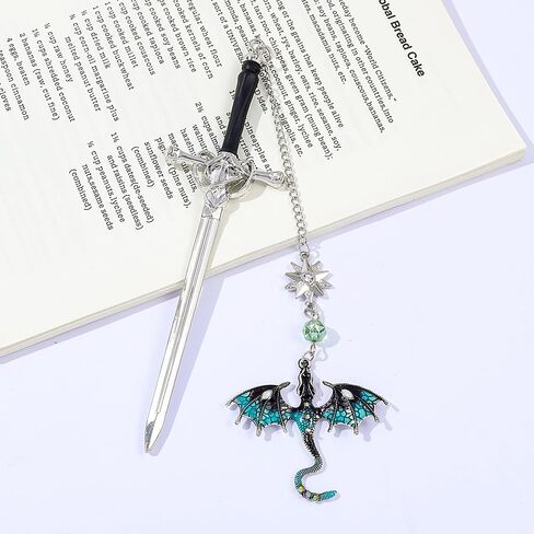 Fantasy Fount Wing Dragon Sword Longmarks - علامات صفحات Fourth Wing Fans Cool Porklarks for Men Fantasy Dragon Gifts للقراء الذكور كهدايا أعياد الميلاد (مجموعة Dragon Bookmark 1) in Kuwait